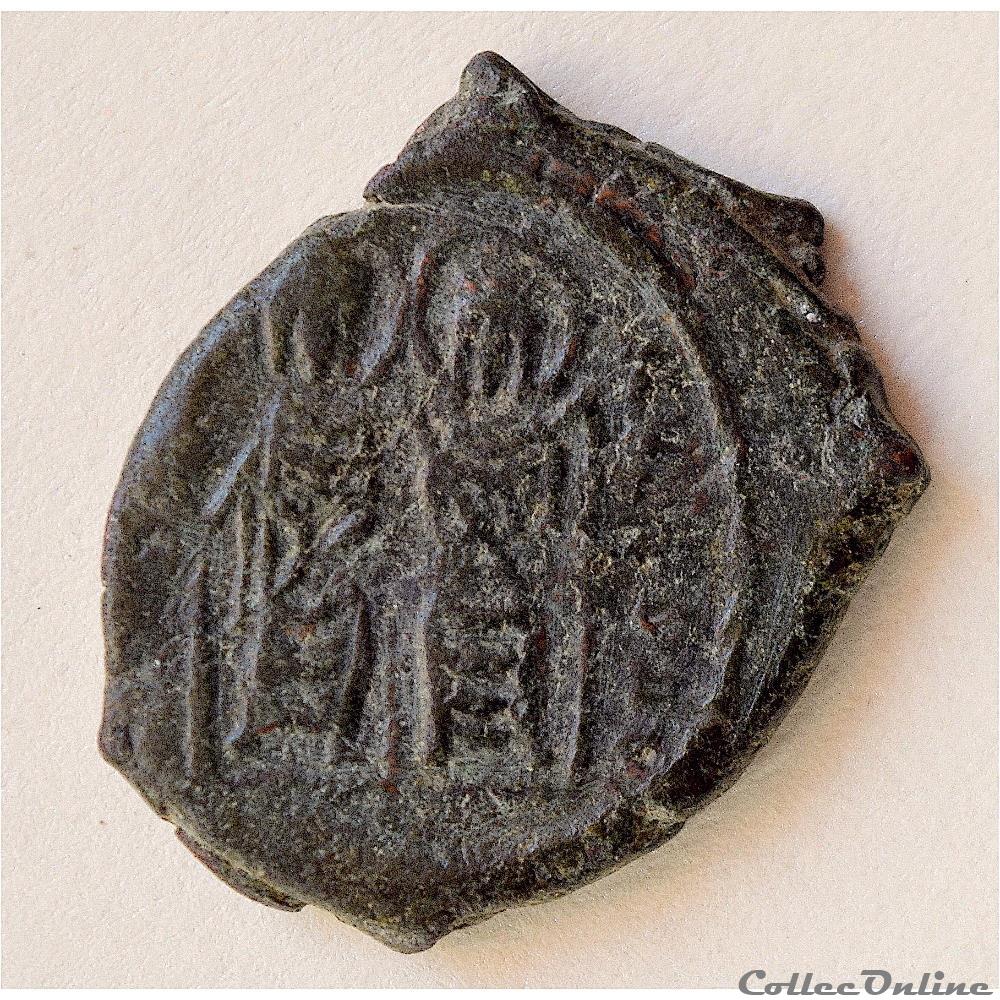 Justin II et Sophie émis à Thessalonique Anno ? (569-570) Demi-follis - Sear 366 2 monnaie antique byzantine justin ii et sophie emis a thessalonique anno 569 570 demi follis sear 366