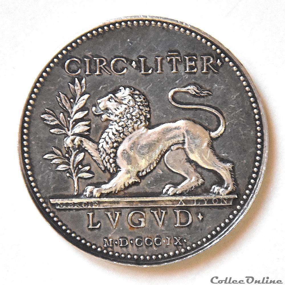 LYON Jeton en argent du Cercle littéraire 1809 3 medaille france royaux de noblesse lyon jeton en argent du cercle litteraire 1809