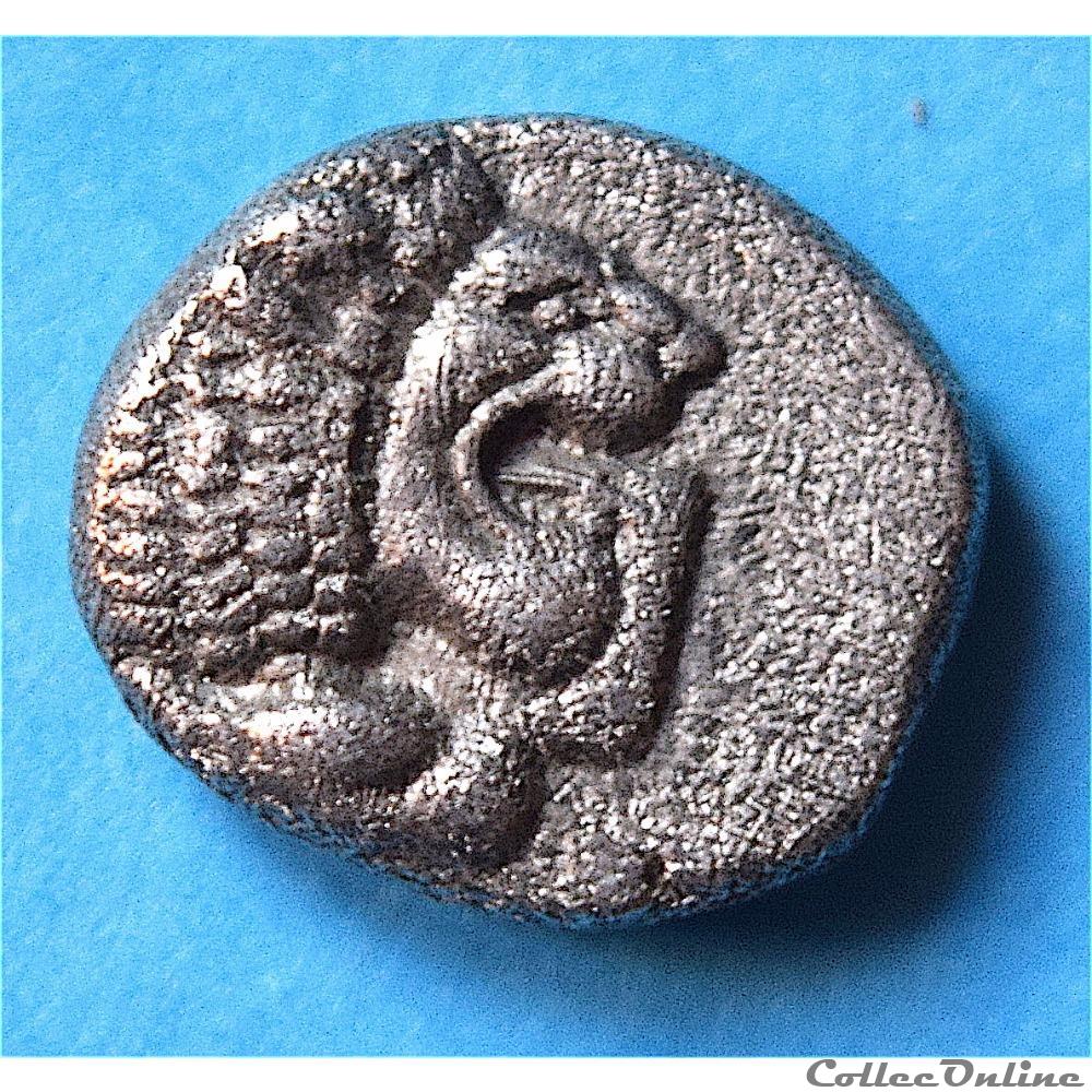Milet (Ionia) Diobole "au Lion et à la fleur" à droite (Vème au 4ème s. av.J.C) monnaie antique grecque milet ionia diobole au lion et a la fleur a droite veme au 4eme s av j c