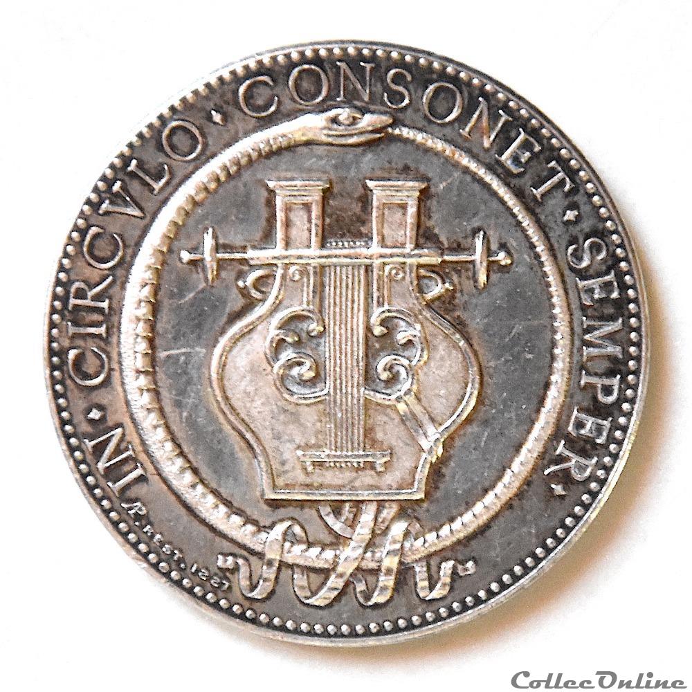 LYON Jeton en argent du Cercle littéraire 1809 4 medaille france royaux de noblesse lyon jeton en argent du cercle litteraire 1809