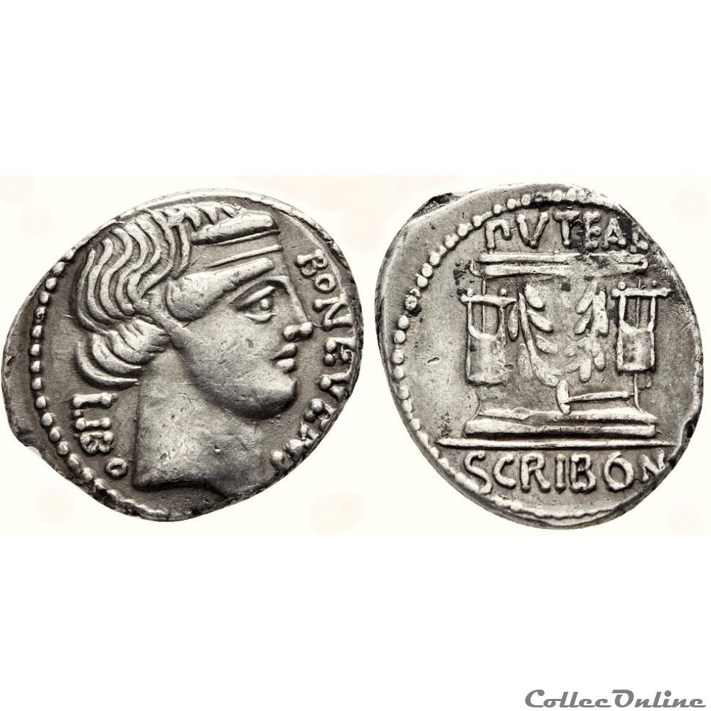 Denier L. Scribonius Libo - 62 av. Atelier de Rome 2 monnaies antiquite jc ap romaines republicaines imperiales denier l scribonius libo 62 av atelier de rome