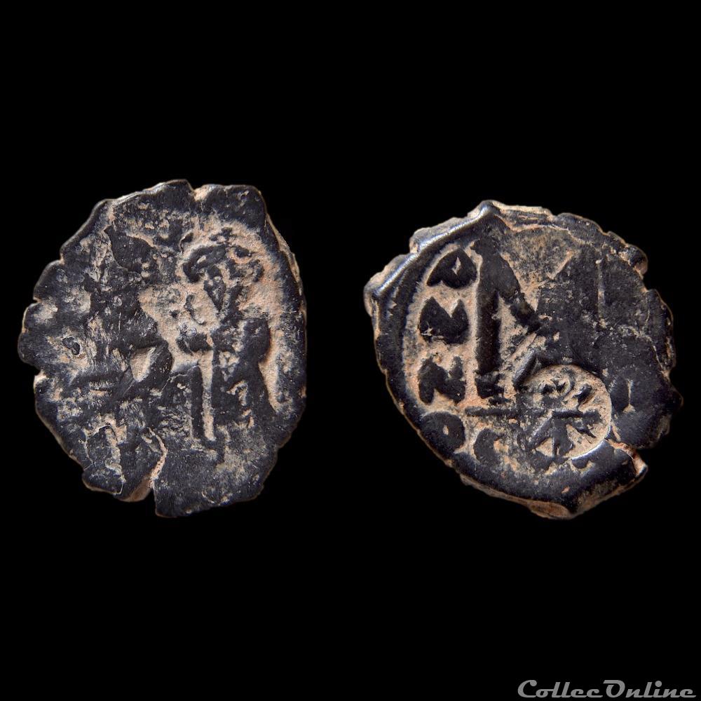 Héraclius & Constantin Follis émis à Constantinople avec contremarque (629-630) Sear 810 monnaie antique byzantine heraclius constantin follis emis a constantinople avec contremarque 629 630 sear 810