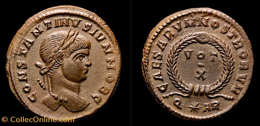 monnaies antiques romaines imperiales et republicaines constantin ii follis ou nummus atelier arles annees 322 323