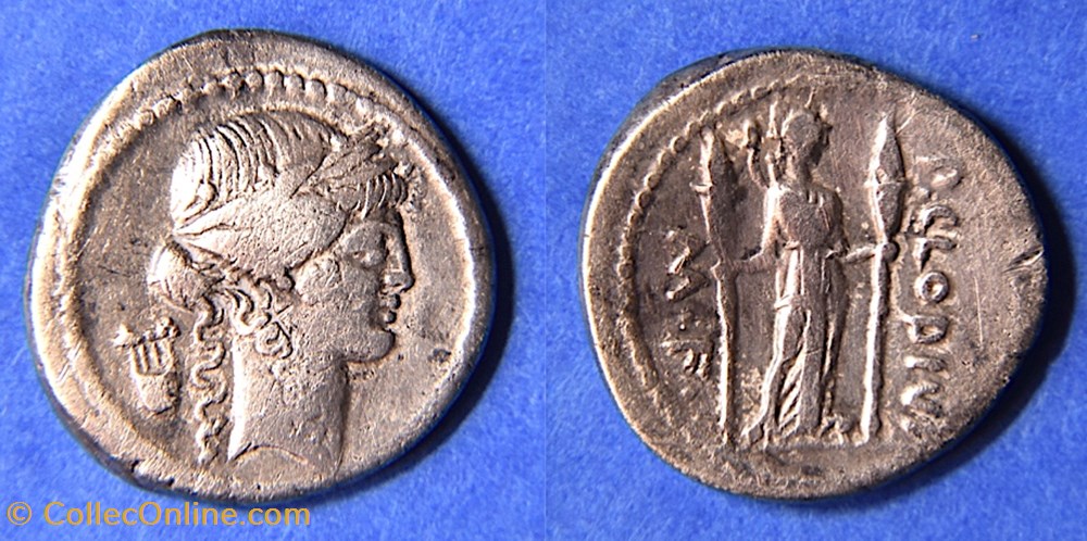Denier Claudia - Publius Clodius - Apollon à la Lyre - (42 av. jc) monnaies antiques romaines imperiales et republicaines denier claudia publius clodius apollon a la lyre 42 av jc