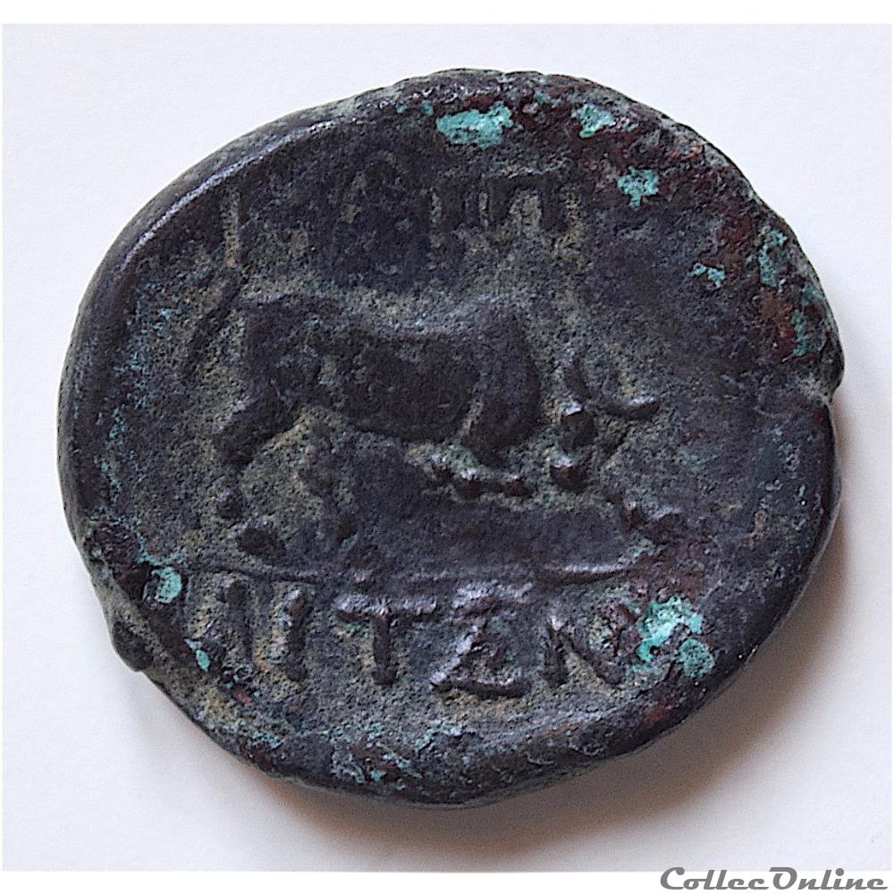 monnaie antique grecque unite de bronze artemis au taureau chargeant regne royal inconnu