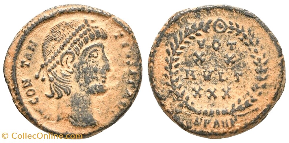 Constance II Nummus pour Antioche 347-348 A.D - RIC 113 monnaies antiques romaines republicaines imperiales constance ii nummus pour antioche 347 348 a d ric 113