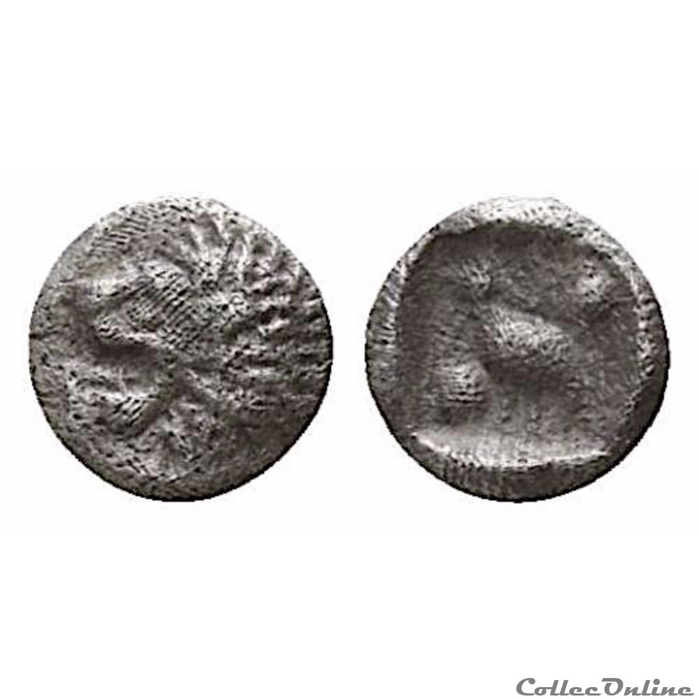 Carie Mylasa . Quart d'obole au Lion et à l'Oiseau monnaie antique grecque carie mylasa quart obole au lion et a oiseau