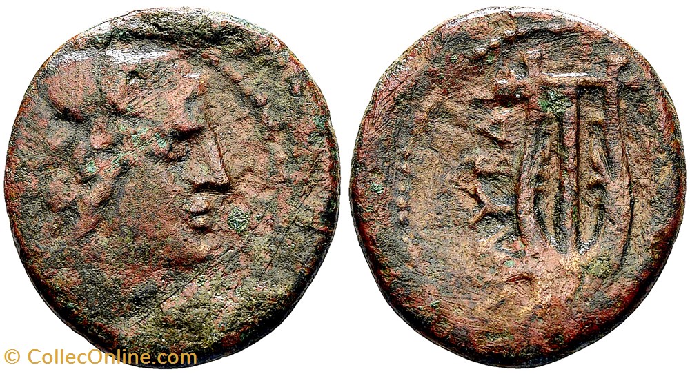 Sicile - Lilybaeum (250-200 av. j.c-) Bronze Apollon à la Lyre monnaies antiques romaines imperiales et republicaines sicile lilybaeum 250 200 av j c bronze apollon a la lyre