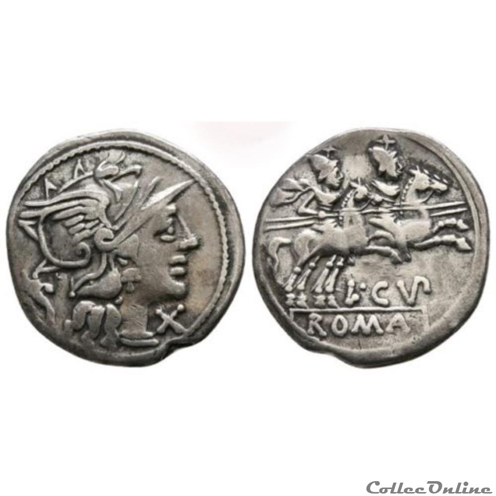 monnaie antique romaine denier cupiennius aux dioscures 147 av jc atelier de rome