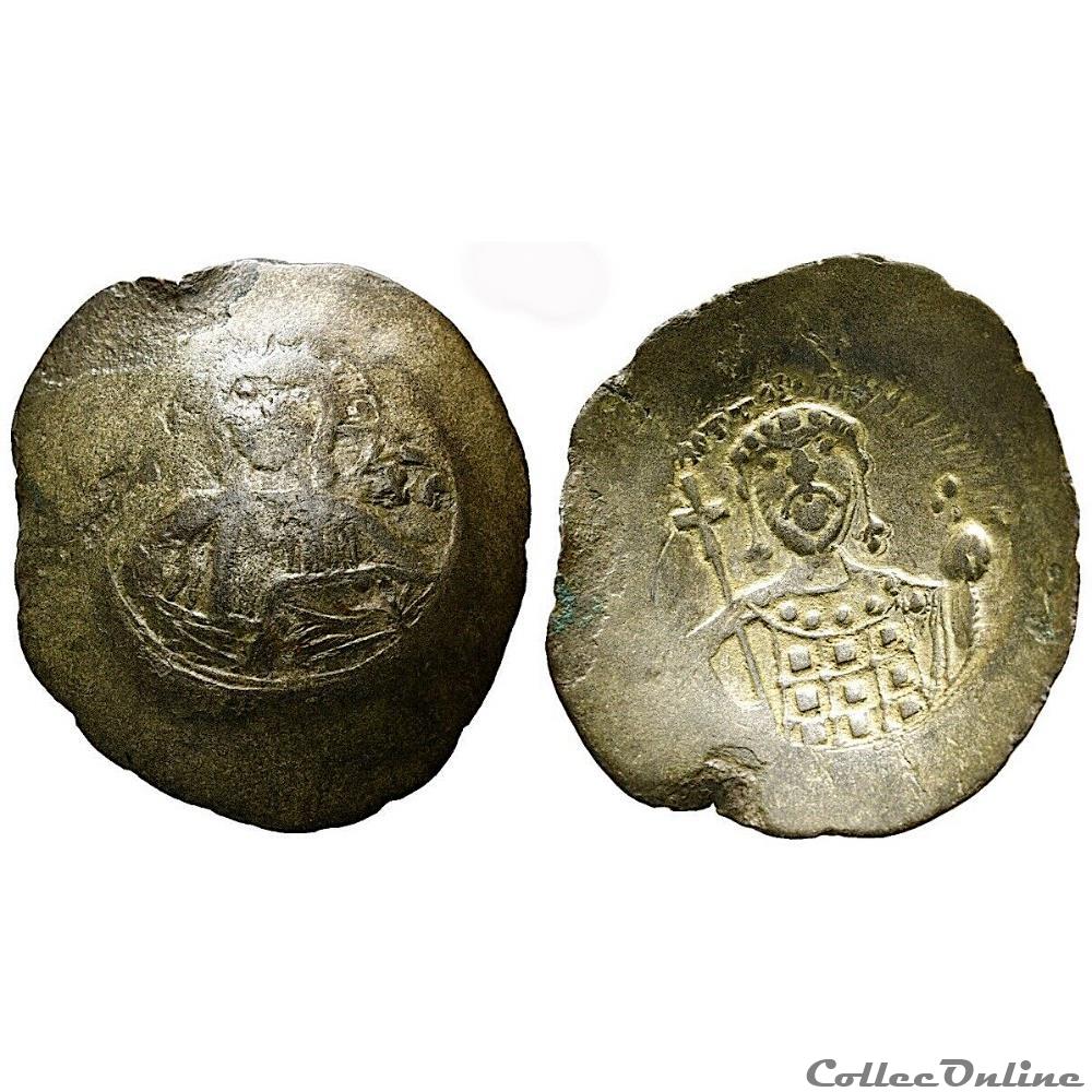 Jean II Comnène (1118-1143) Sear 1944 - Billon aspron trachy au Christ monnaie antique av jc ap byzantine jean ii comnene 1118 1143 sear 1944 billon aspron trachy au christ