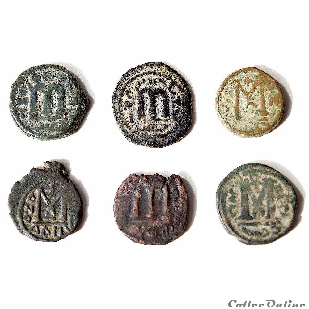6 Arabo-Byzantines de Syrie "Califat MU'AWIYA" 660 à 680 A.D "POUR COMPARAISONS" monnaie antique autre 6 arabo byzantines de syrie califat mawiya 660 a 680 a d pour comparaisons