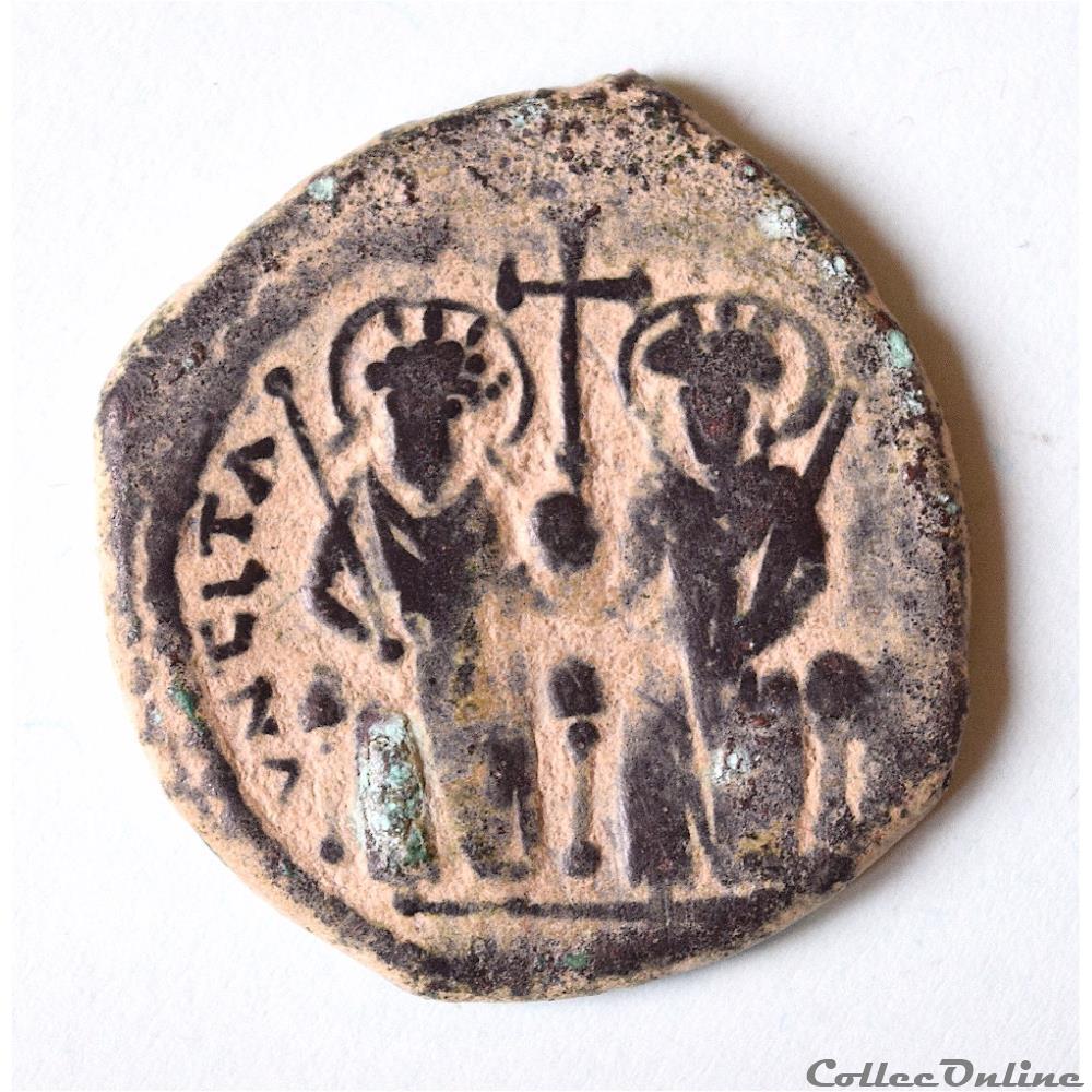 Justin II & Sophie (565-578). Follis. Théoupolis (Antioche), 3e officine, (576 -577) monnaie antique byzantine justin ii sophie 565 578 follis theoupolis antioche 3e officine 576 577