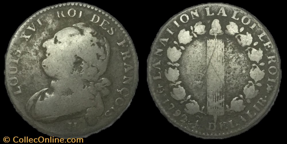 12 deniers dit au faisceau Louis XVI 1792 H monnaie france moderne 12 deniers dit au faisceau louis xvi 1792 h