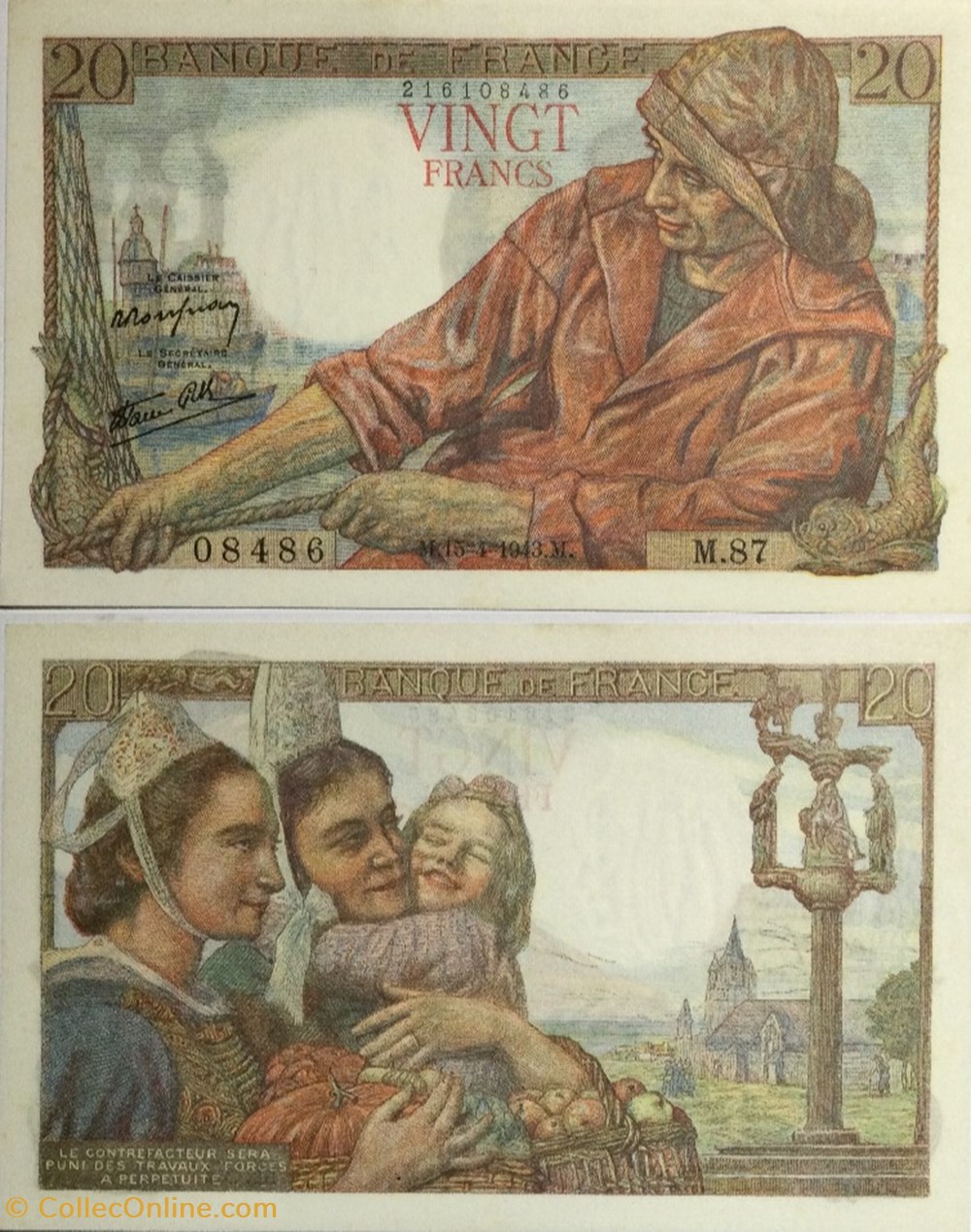20 Francs PÊCHEUR FRANCE 1943 F.13.06 billets euros 20 francs pecheur france 1943 f 13 06