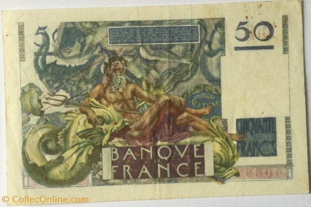 50 Francs LE VERRIER FRANCE 1947 F.20.09 billets euros 50 francs le verrier france 1947 f 20 09