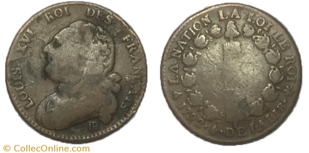 12 deniers dit au faisceau Louis XVI 1792 BB monnaie france moderne 12 deniers dit au faisceau louis xvi 1792 bb