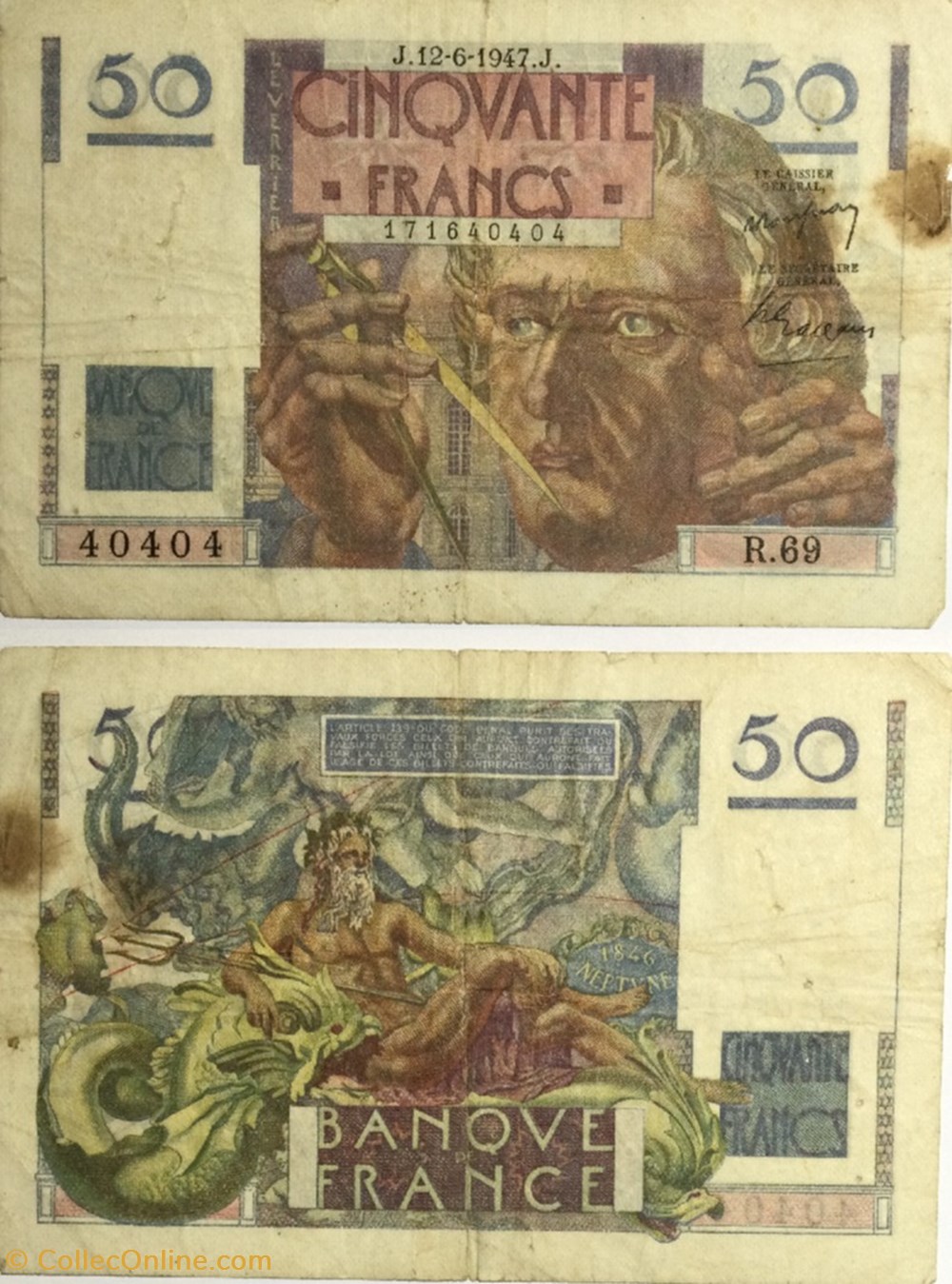 50 Francs LE VERRIER FRANCE 1947 F.20.08 billets europe 50 francs le verrier france 1947 f 20 08