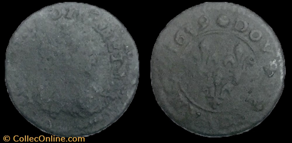 Double tournois au grand buste viril drapé 1639 Vallée du Rhône monnaie france royale double tournois au grand buste viril drape 1639 vallee du rhone