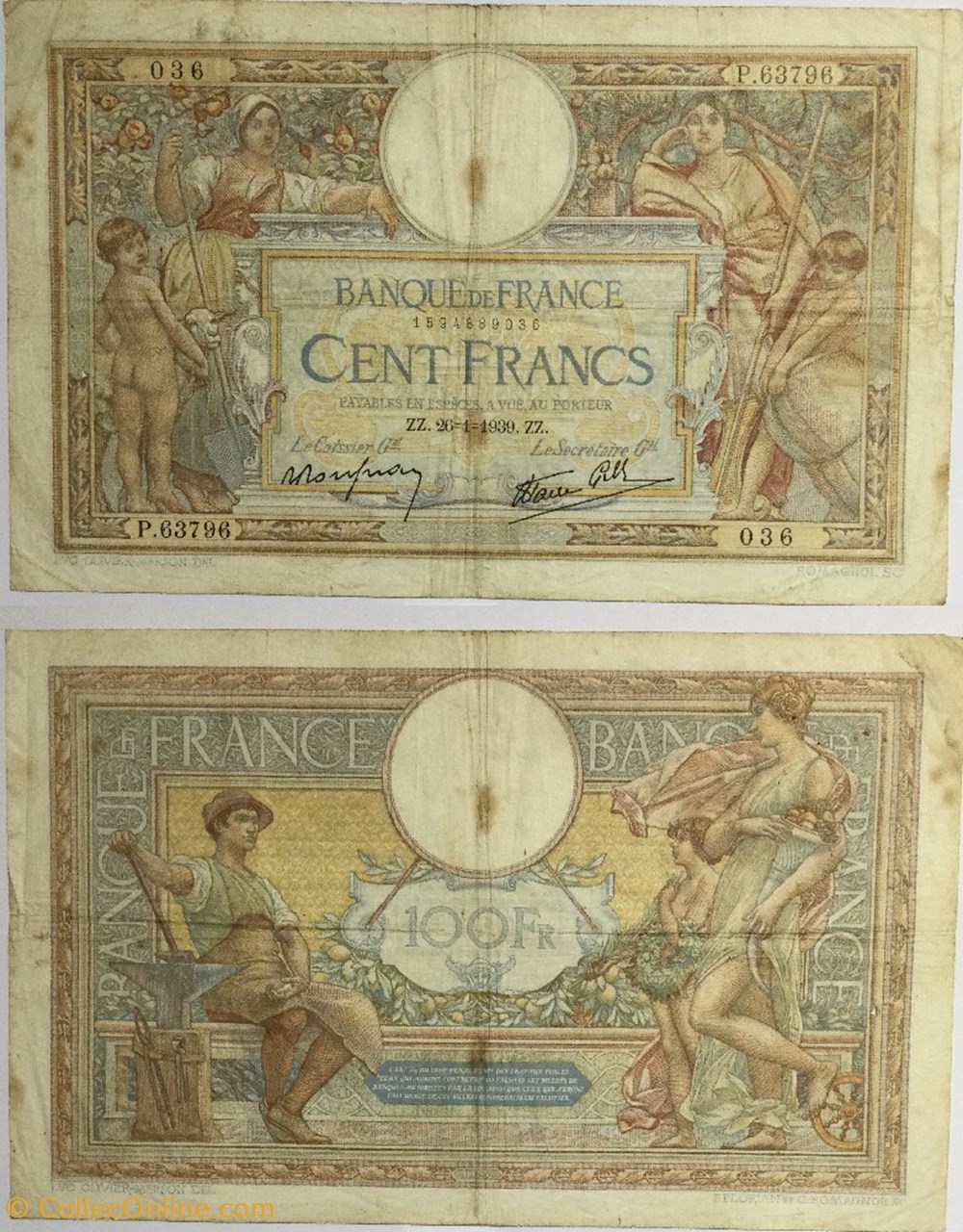 100 Francs LUC OLIVIER MERSON type modifié Banque de France, XXe siècle FRANCE 1939 F.25.40 billets europe 100 francs luc olivier merson type modifie banque de france xxe siecle france 1939 f 25 40
