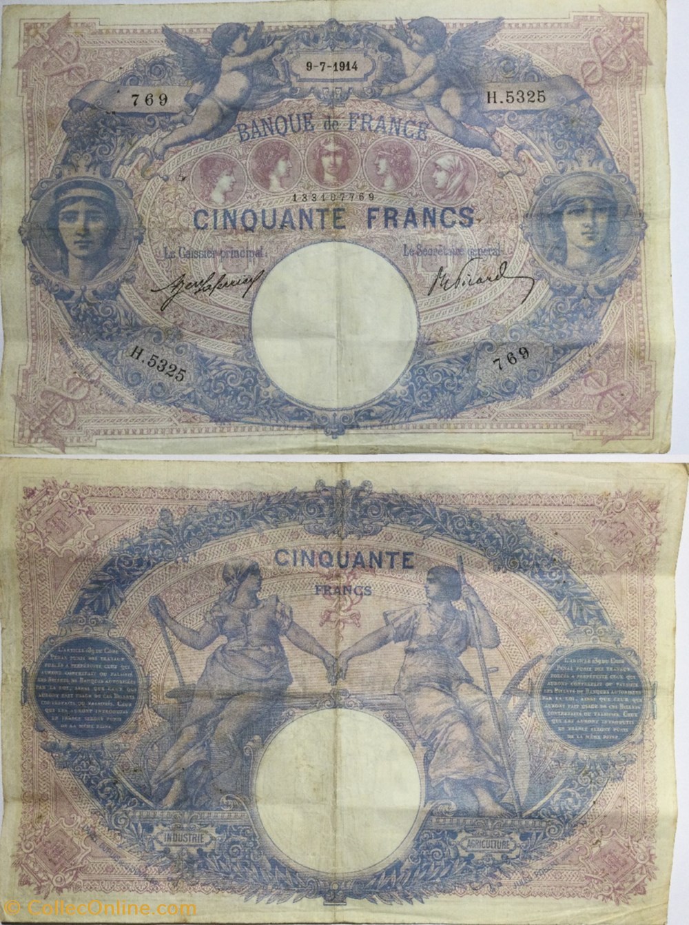 50 Francs BLEU ET ROSE FRANCE 1914 F.14.27 billets europe 50 francs bleu et rose france 1914 f 14 27