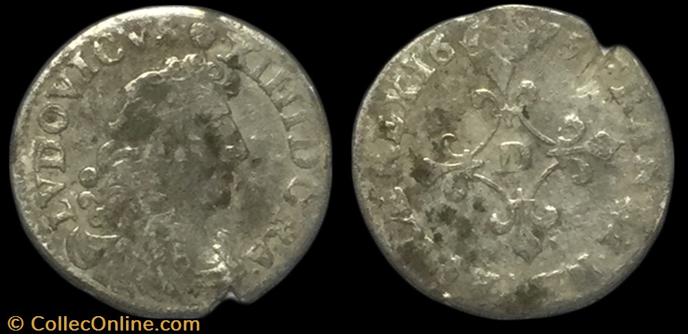 Quatre sols dits "des traitants" 1675 Lyon ou Vimy-en-Lyonnais LOUIS XIV LE GRAND OU LE ROI SOLEIL monnaie france royale quatre sols dits des traitants 1675 lyon ou vimy en lyonnais louis xiv le grand ou le roi soleil