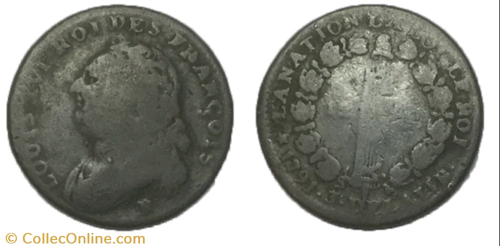 monnaie france royale 12 deniers dit au faisceau louis xvi 1791 r