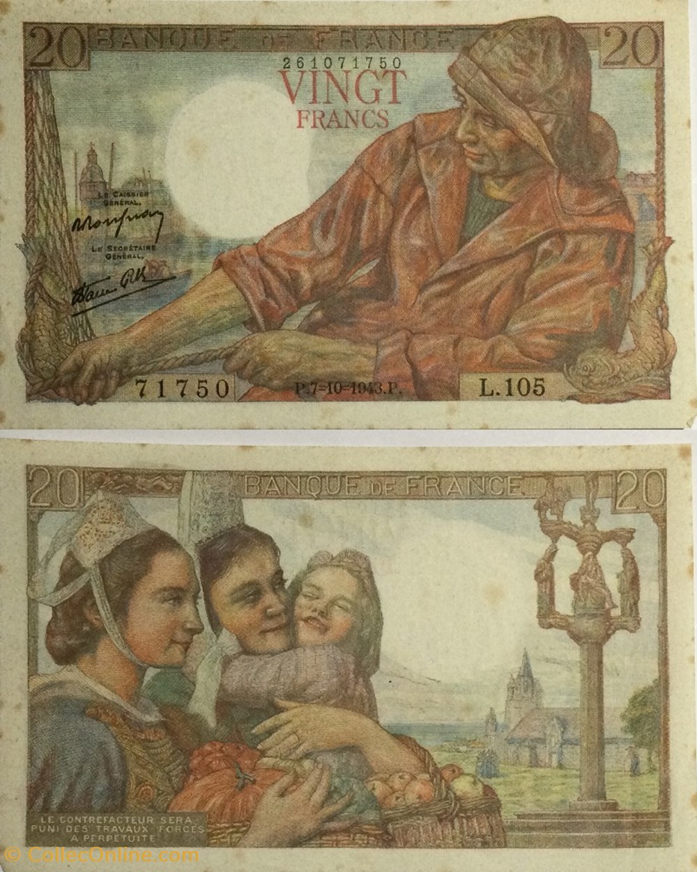 20 Francs PÊCHEUR FRANCE 1942 F.13.07 billets euros 20 francs pecheur france 1942 f 13 07