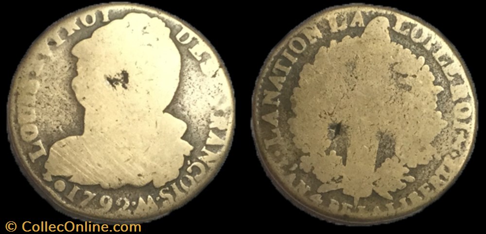 2 sols dit au faisceau 1793. M. monnaie france moderne 2 sols dit au faisceau 1793 m