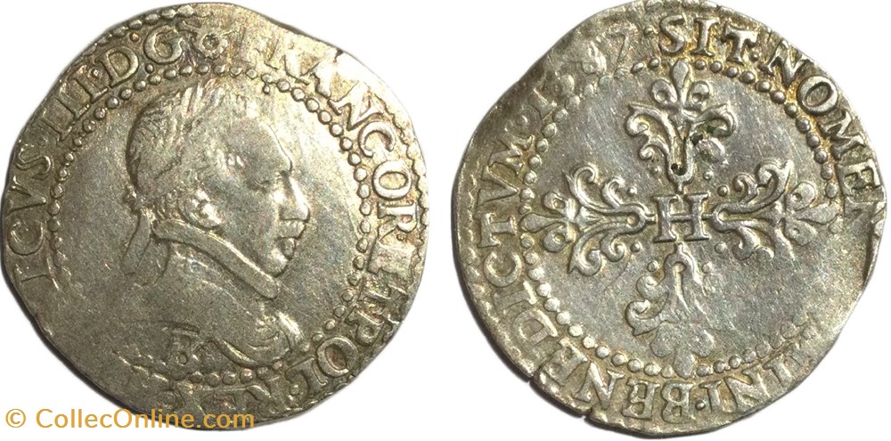 HENRI III Demi-franc au col plat 1587 Rouen monnaies europe medievale france royales henri iii demi franc au col plat 1587 rouen