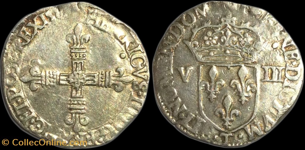 monnaies europe medievale france royales henri iii huitieme ecu croix de face 1581 nantes