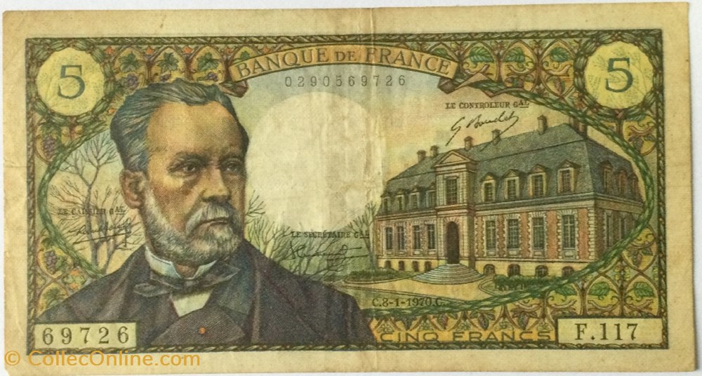 5 Francs PASTEUR FRANCE 1970 F.61.12 billets euros 5 francs pasteur france 1970 f 61 12