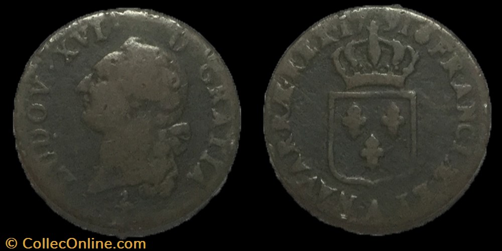 Sol dit à l'écu Louis XVI 1791 A monnaie france royale sol dit a ecu louis xvi 1791 a