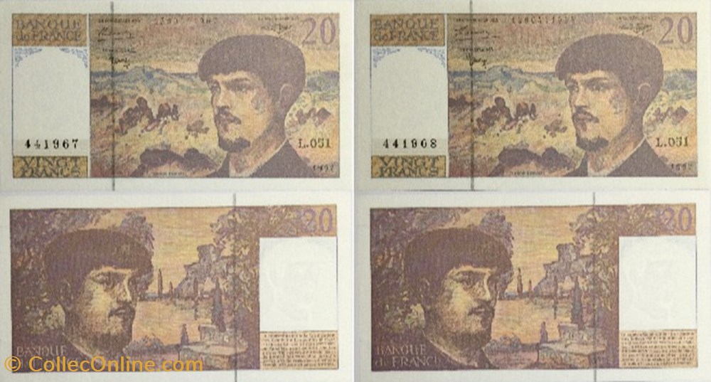 billets europe france 20 francs debussy serie de 441967 a 441968