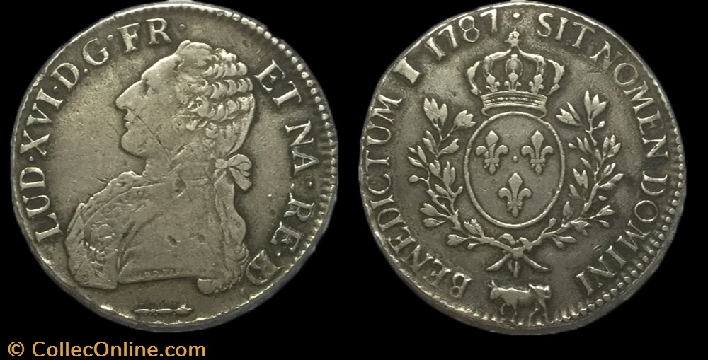 Écu dit “aux branches d'olivier” de Béarn 1787 Pau LOUIS XVI monnaie france royale ecu dit aux branches olivier de bearn 1787 pau louis xvi