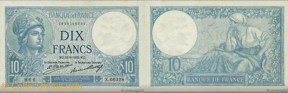 10 Francs MINERVE FRANCE 1932 F.06.16 billets europe 10 francs minerve france 1932 f 06 16