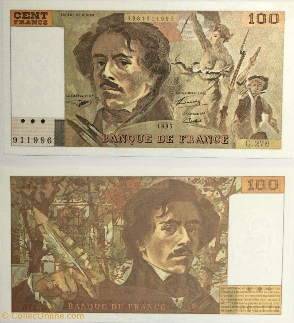 100 Francs DELACROIX FRANCE 1995 F.69ter.02b billets europe 100 francs delacroix france 1995 f 69ter 02b