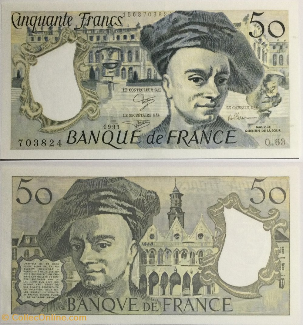 50 Francs QUENTIN DE LA TOUR FRANCE 1991 F.67.17 billets europe 50 francs quentin de la tour france 1991 f 67 17
