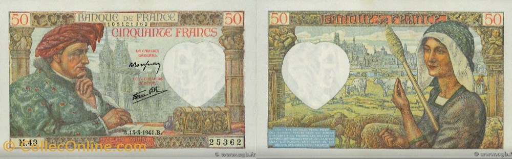 50 Francs JACQUES CŒUR FRANCE 1941 F.19.07 billets europe 50 francs jacques c ur france 1941 f 19 07