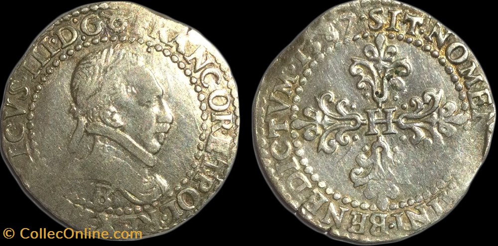 HENRI III Demi-franc au col plat 1587 Rouen monnaies europe medievale france royales henri iii demi franc au col plat 1587 rouen