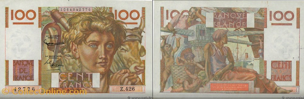 100 Francs JEUNE PAYSAN FRANCE 1952 F.28.31 billets europe 100 francs jeune paysan france 1952 f 28 31