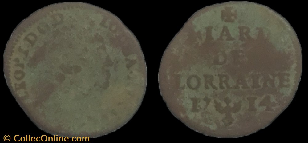 liard de lorraine Léopold 1er 1714 monnaie france feodale liard de lorraine leopold 1er 1714