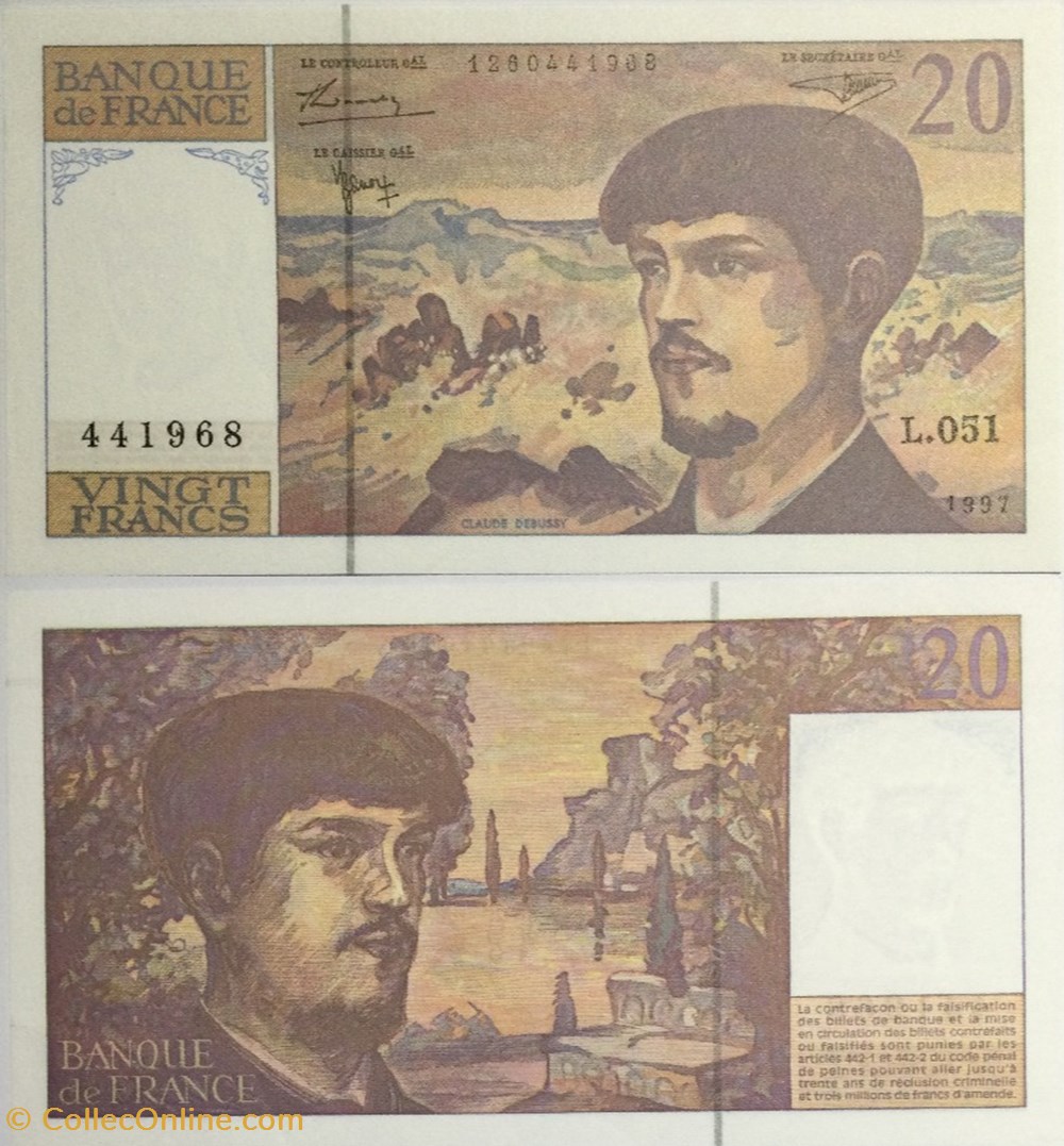 billets europe 20 francs debussy modifie france 1997 f 66ter 02