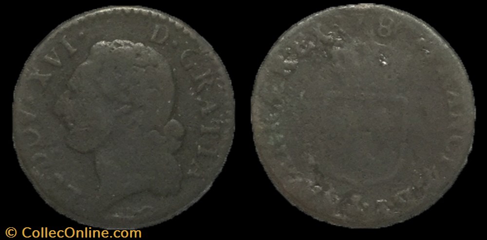 Demi-sol dit à l'écu Louis XVI 1780 I monnaie france royale demi sol dit a ecu louis xvi 1780 i