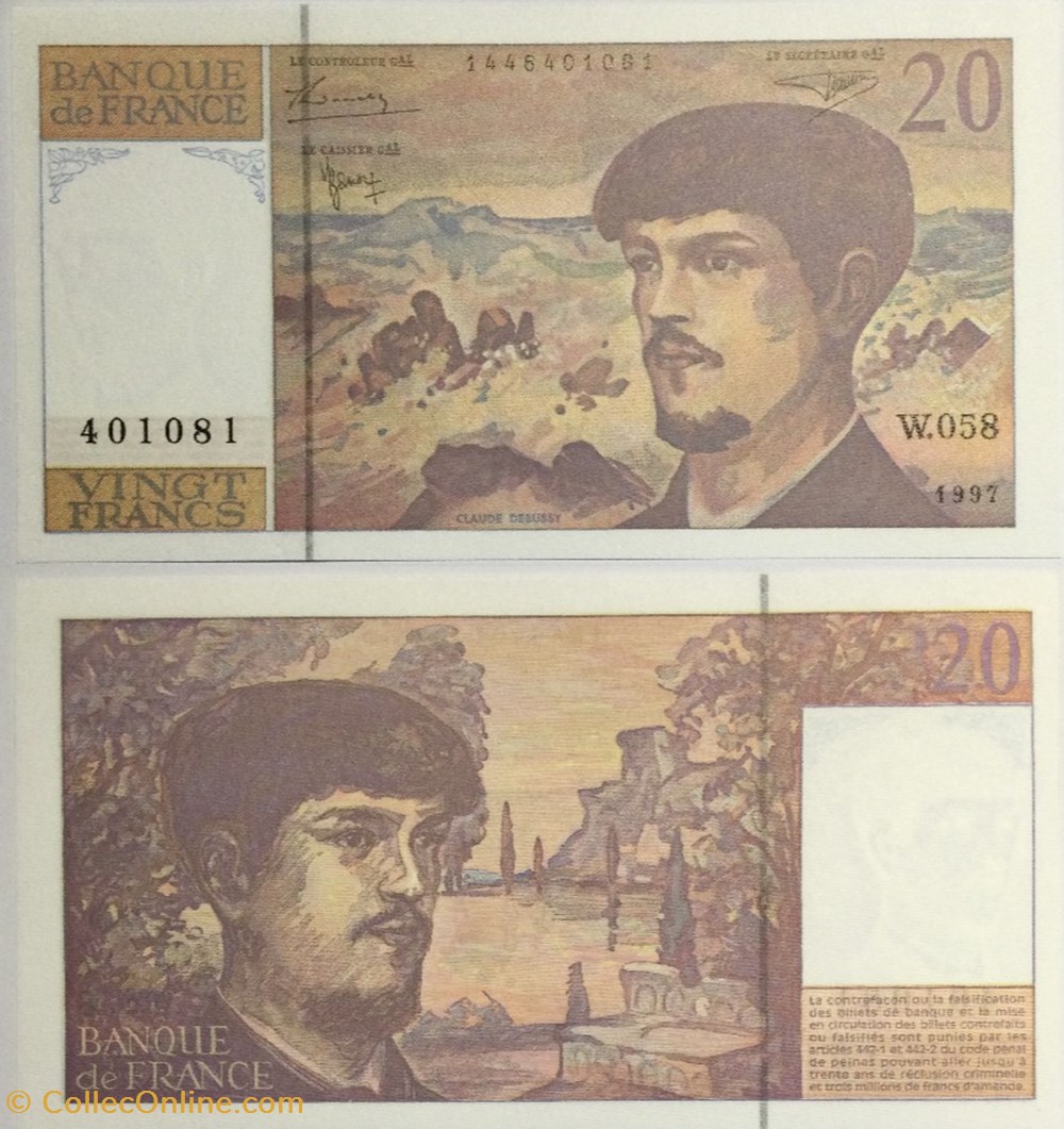 20 Francs DEBUSSY Modifié FRANCE 1997 F.66ter.02 billets europe 20 francs debussy modifie france 1997 f 66ter 02