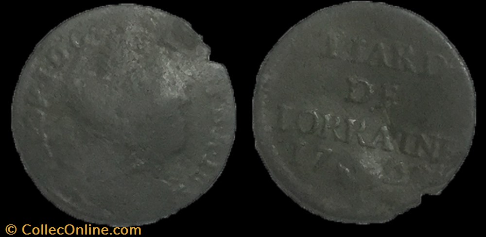 liard de lorraine Léopold 1er 1728 monnaie france feodale liard de lorraine leopold 1er 1728
