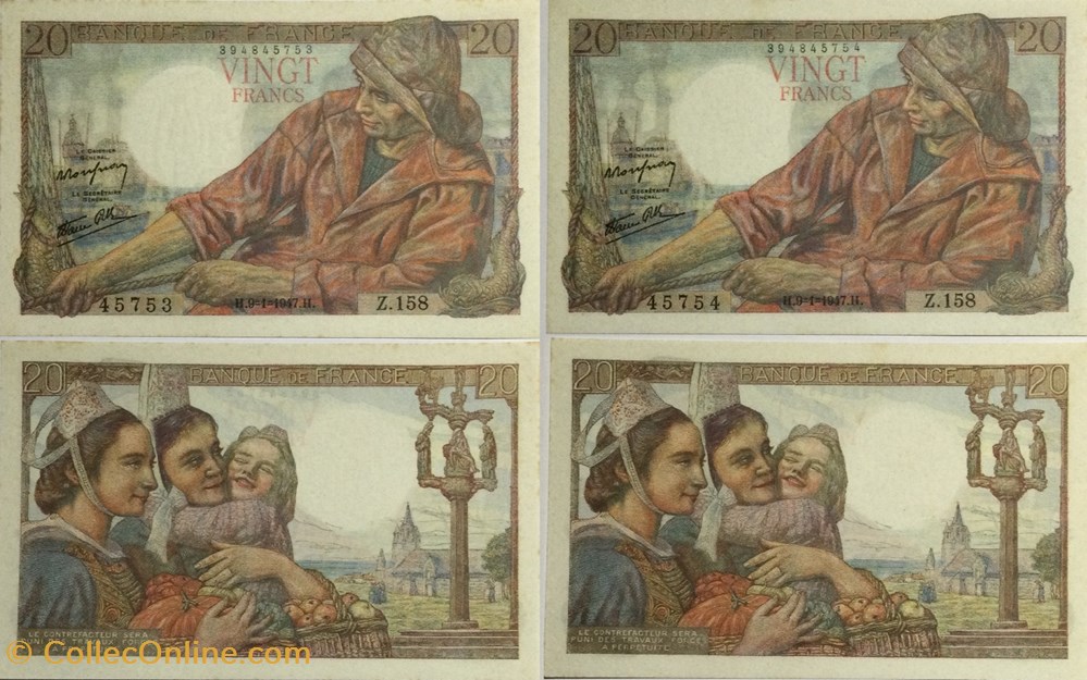 billets europe 20 francs pecheur france 1947