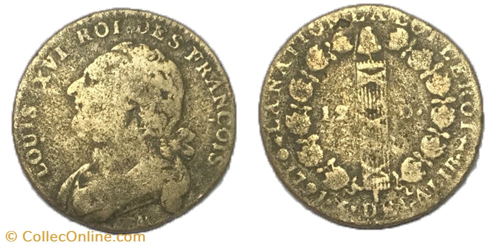 12 deniers dit au faisceau Louis XVI 1791 AA monnaie france royale 12 deniers dit au faisceau louis xvi 1791 aa