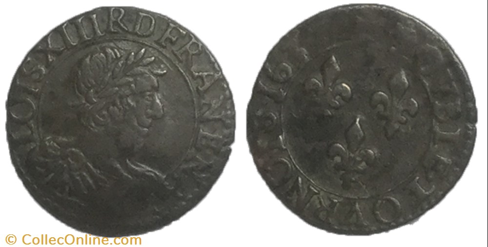monnaie france a royale double tournois louis xiii le juste 1637 tours