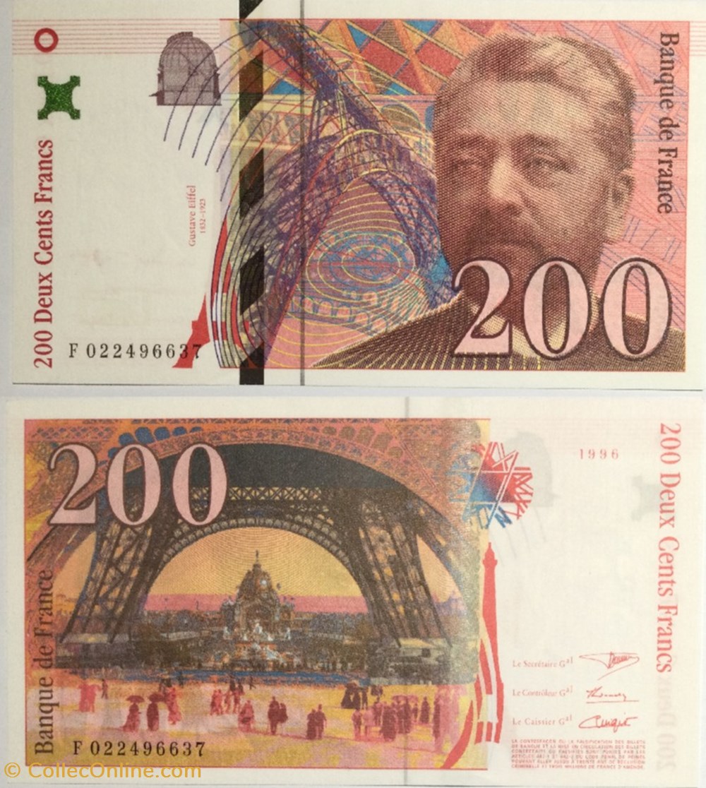 200 Francs EIFFEL FRANCE 1996 F.75.02 billets europe 200 francs eiffel france 1996 f 75 02