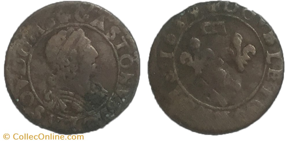 double tournois Gaston d’Orléans Dombes 1639 monnaie france feodale double tournois gaston d orleans dombes 1639